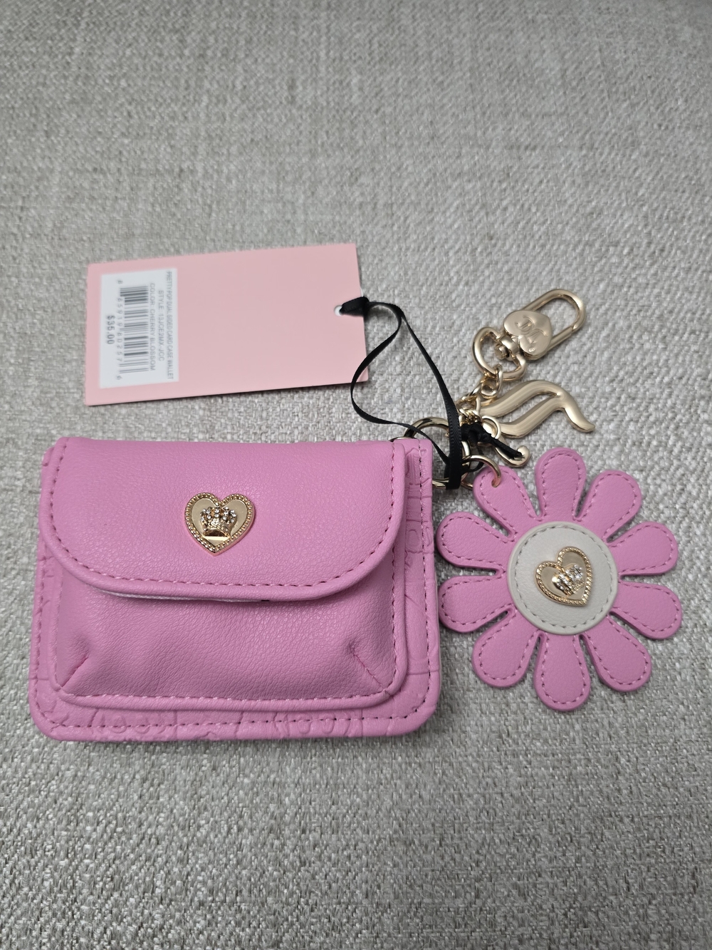 NWT Juicy Couture Pretty Pop Dual Sided Card Case Wallet – Cherry Blossom Pink
